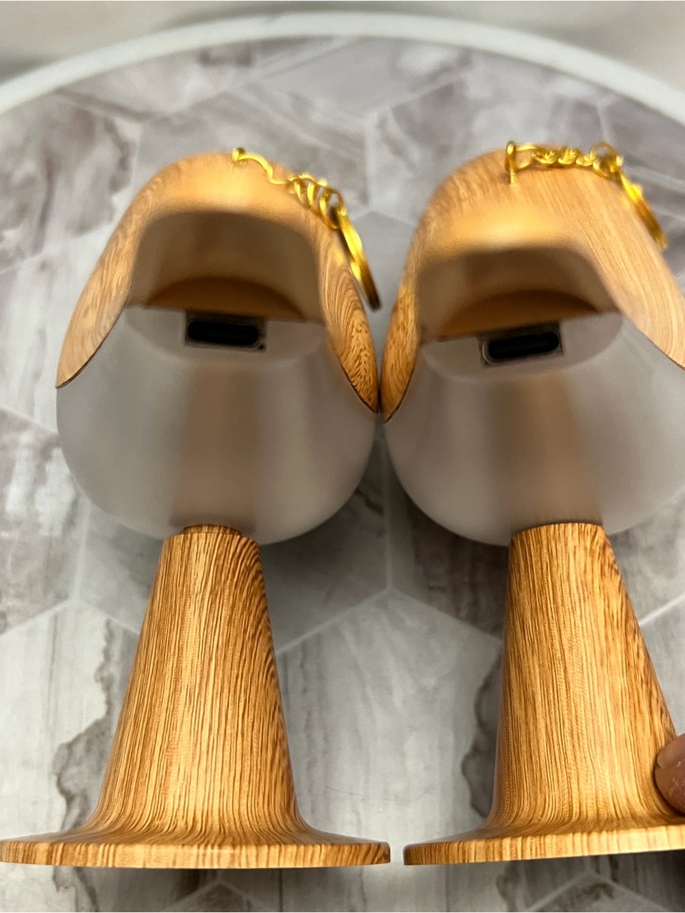 Set of 2 Bird Shaped LED Night Lights Wood Grain USB Rechargeable Table Lamps - Picture 7 of 13